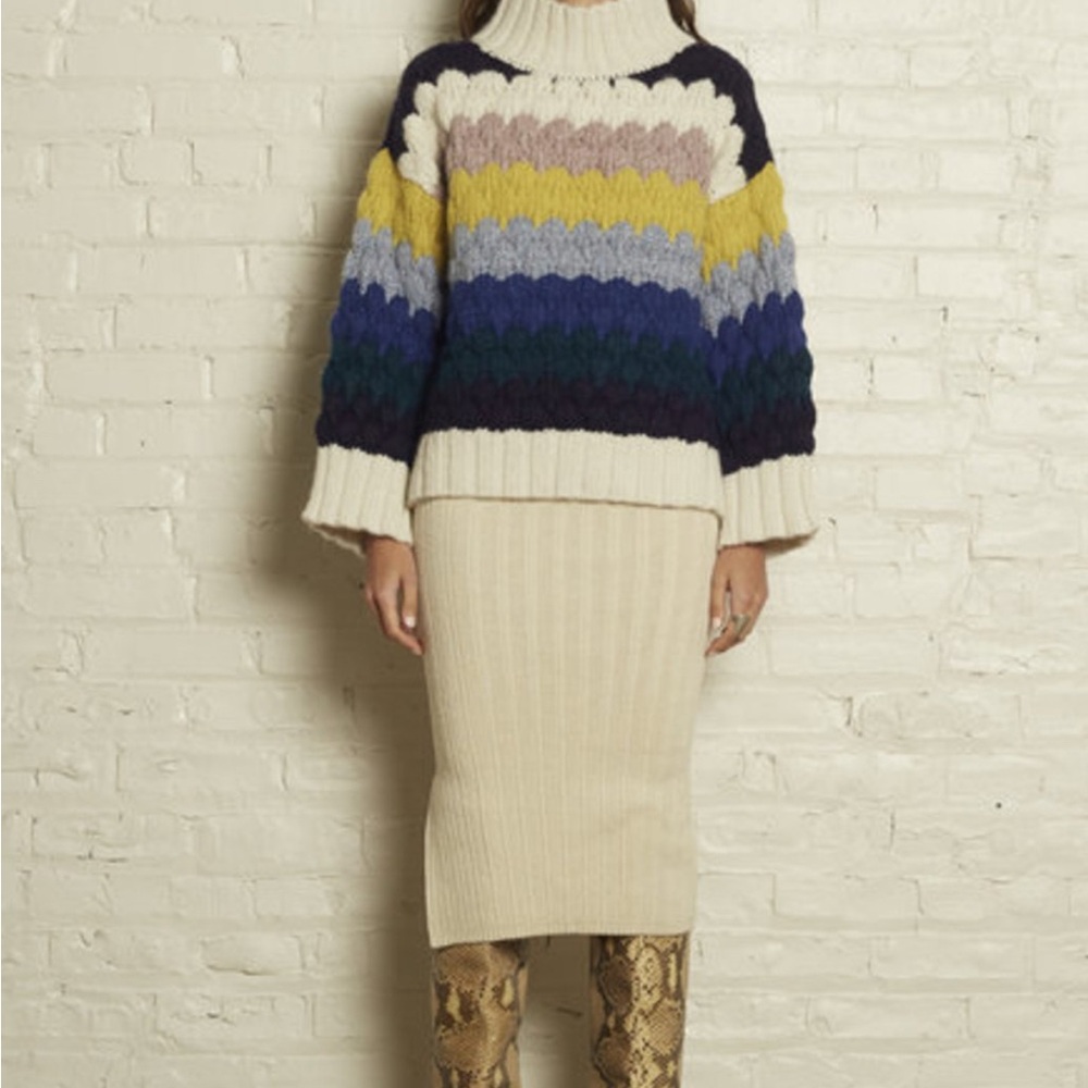 Hilma af Klint inspired Colorful Striped Turtleneck Sweater